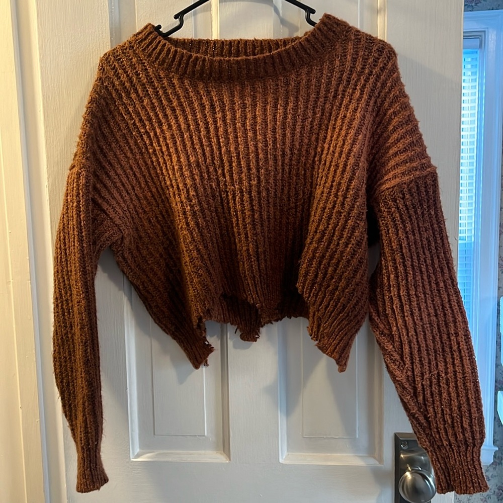 Boutique Burnt Orange Cropped Sweater
